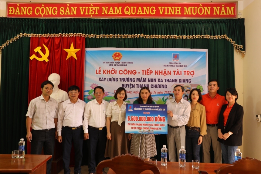 PVEP tài trợ xây dựng Trường mầm non tại huyện Thanh Chương, tỉnh Nghệ An